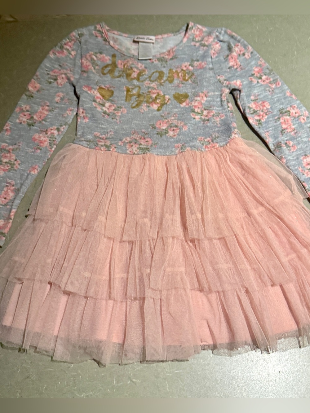 Dream Big girls sweater dress with Pink Tulle Skirt - Kids girls 6x